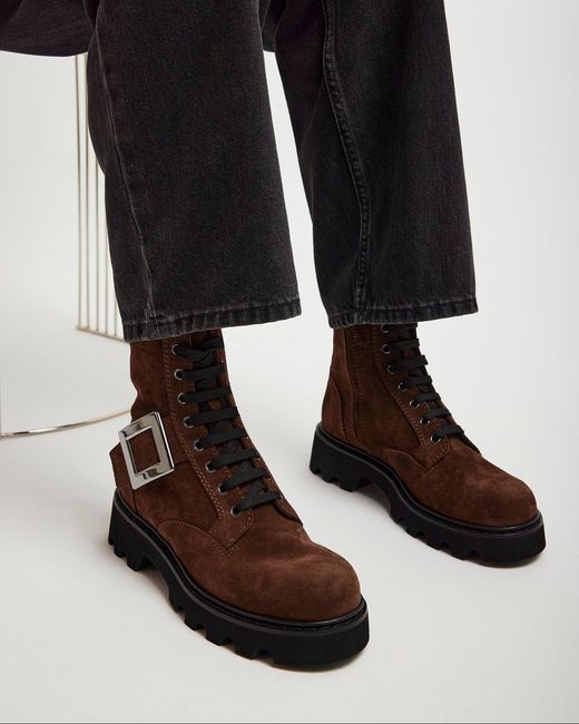 Roger Vivier Brown Viv Rangers Lace Up Boots