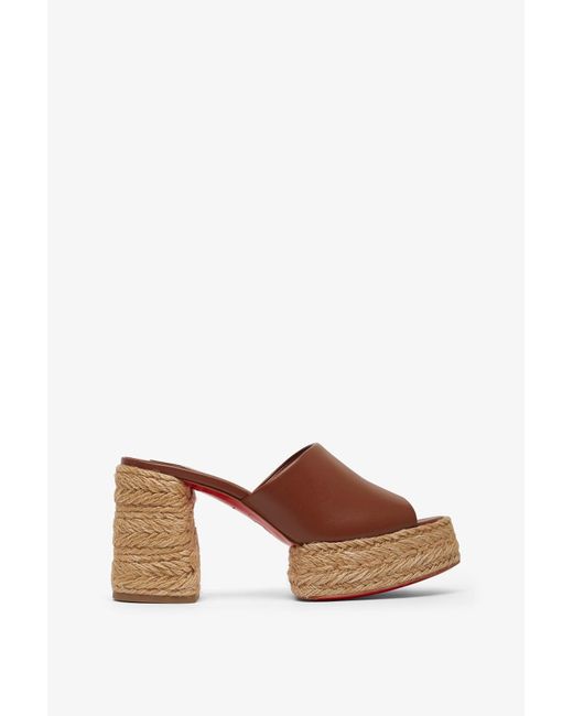 Christian Louboutin Calakala 85 Brown Leather Espadrilles