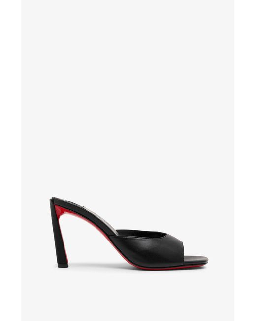 Christian Louboutin White Condora 85 Black Leather Mules