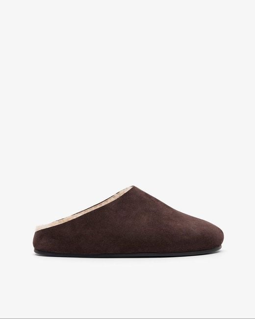 The Row Brown Hudson Suede And Shearling Slides