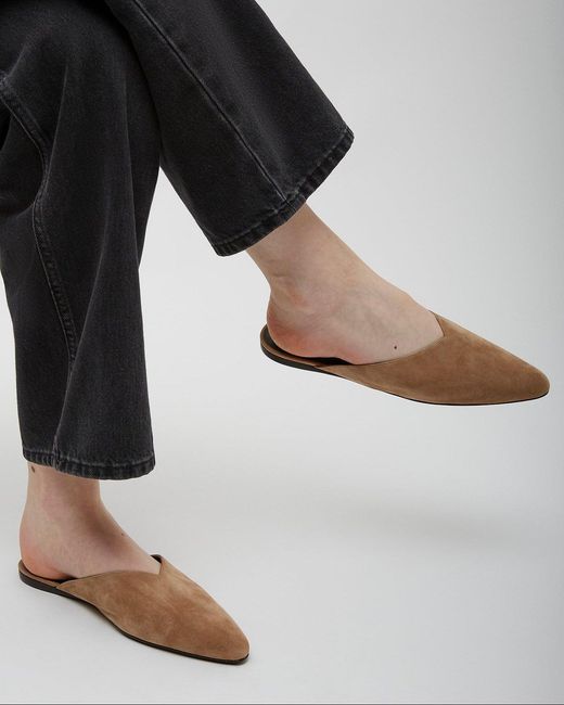 Herbert Levine White Homebody Soft Brown Suede Slide Sandals