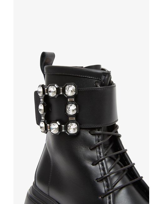 ブーツその他 ROGER VIVIER WALLAVIV STRASS BUCKLE LEATHER BOOTS Roger Vivier Wallaviv strass buckle Chelsea ankle boots