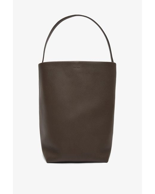 The Row Large N/s Deep Brown Leather Tote Bag