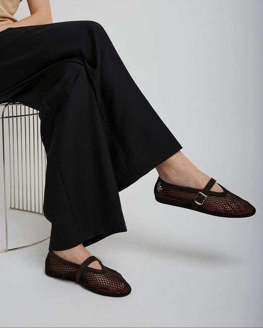 Alaïa White Brown Mesh Ballet Flats