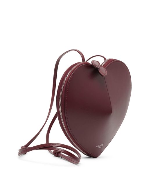 Alaïa Purple Le Coeur Dark Red Leather Crossbody Bag