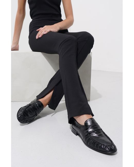 The Row White Soft Black Eel Loafers