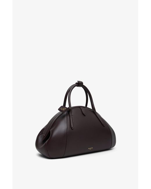Alaïa Black Top Handle Small Burgundy Bag