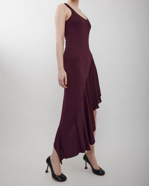 Alaïa Purple Asymmetric Burgundy Dress