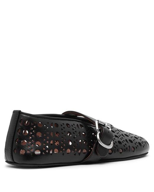 Alaïa White Black Leather Vienne Ballet Flats