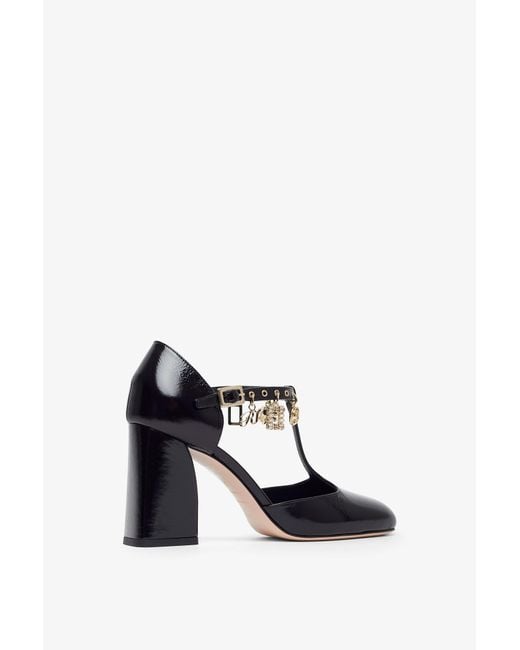 Roger Vivier White Tres Vivier 85 Black With Gold Charms