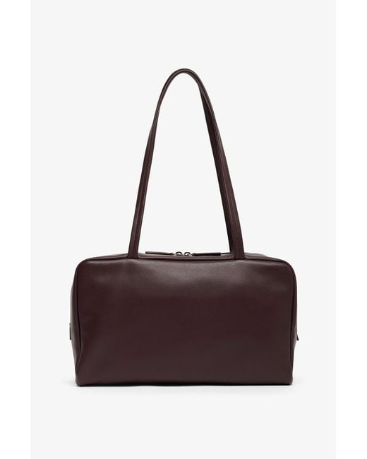 The Row Purple Astra Burgundy Leather Bowling Bag