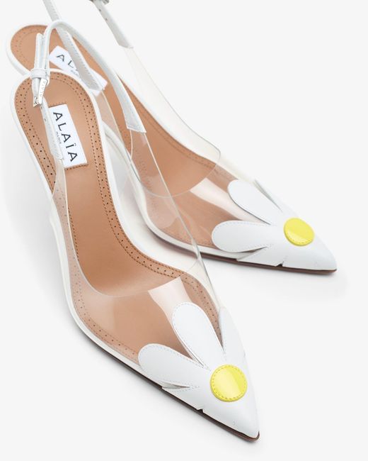 Alaïa White Bloom 90 Slingbacks