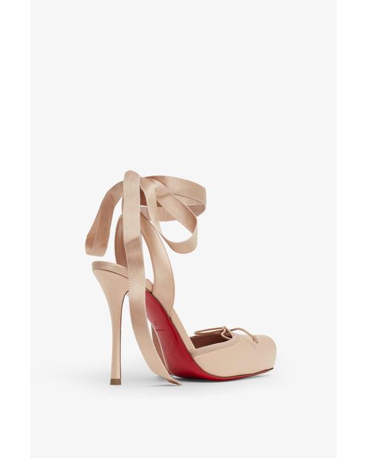 Christian Louboutin Pink Cassia Lace Up 100 Blush Satin Pumps