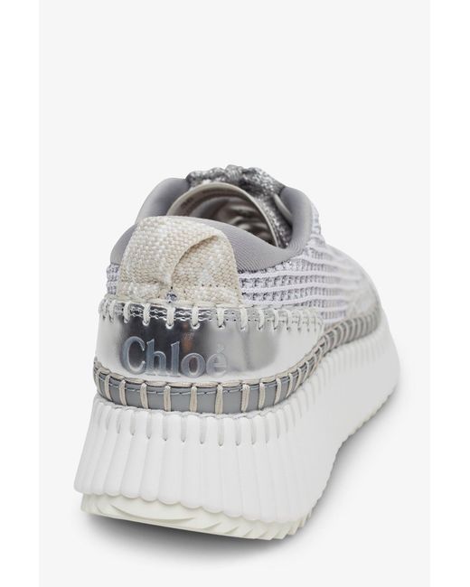Chloé White Nama Silver Grey Sneakers