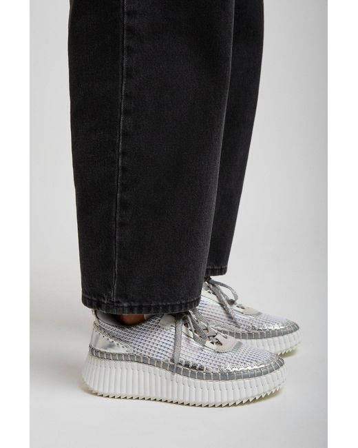 Chloé White Nama Silver Grey Sneakers