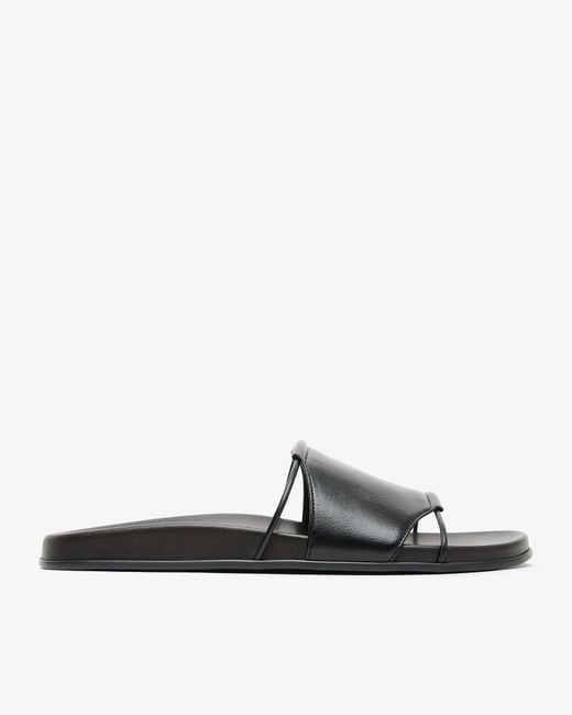 The Row White Vivienne Black Leather Slides