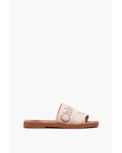 Chloé Pink Woody Blushy Beige Slide Sandals