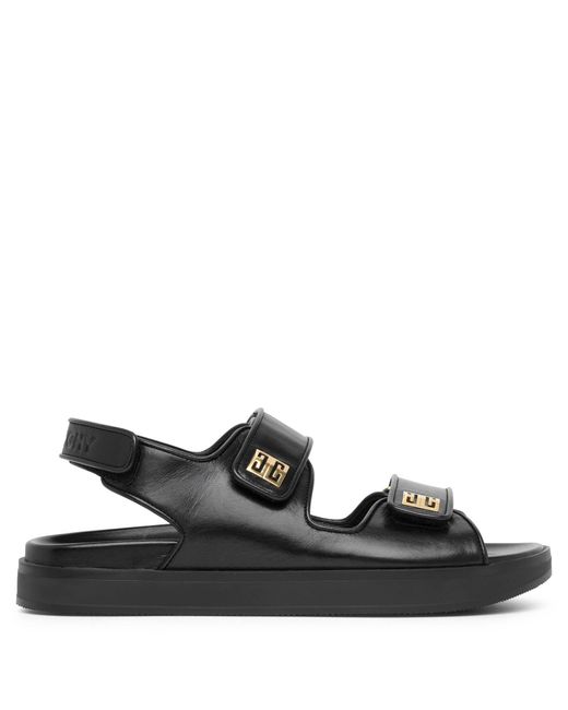 Givenchy 4g Strap Flat Black Leather Sandals