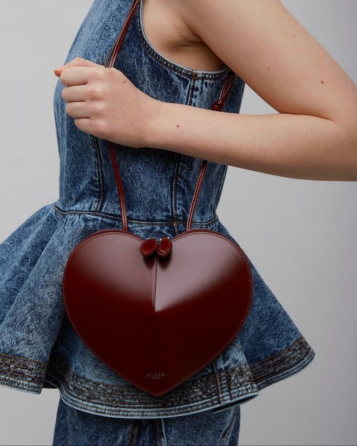 Alaïa Purple Le Coeur Dark Red Leather Crossbody Bag