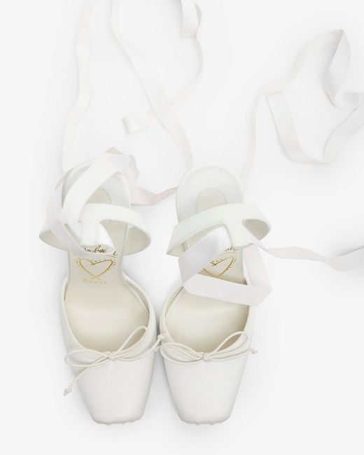 Christian Louboutin White Cassia Lace Up 100 Ivory Satin Pumps