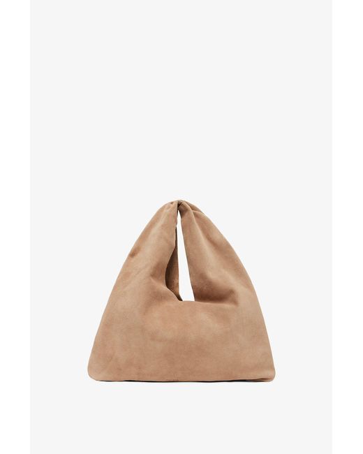 The Row Natural Bindle Small Beige Suede Bag