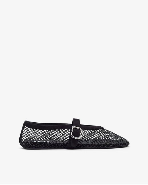 Alaïa White Strass Mesh Suede Ballet Flats