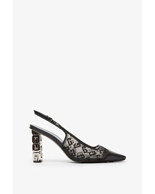 Givenchy White G Cube Mesh Slingbacks