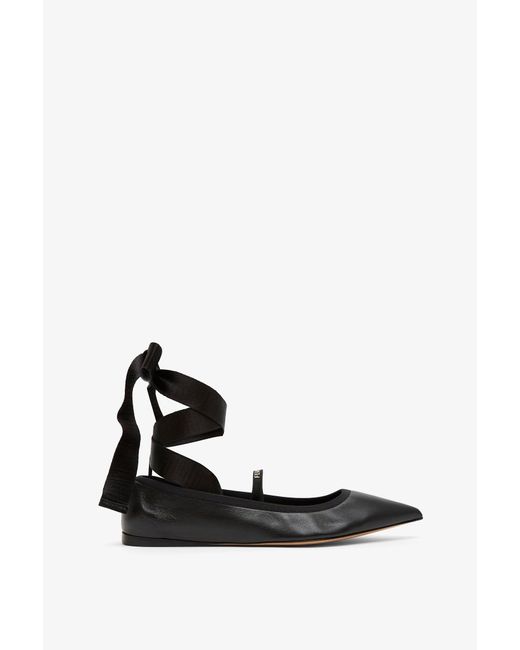 Ferragamo Ankle Ribbon Black Ballet Flats