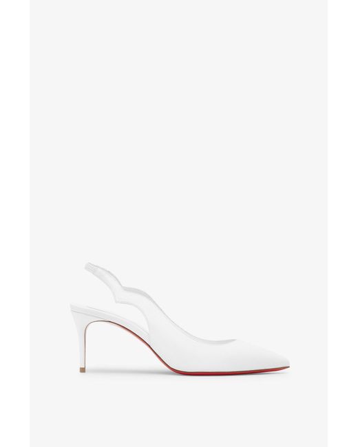 Christian Louboutin Hot Chick 70 White Leather Slingbacks