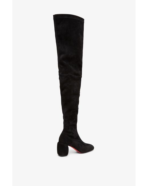 Christian Louboutin Minny 70 Black Suede Over Knee Boots
