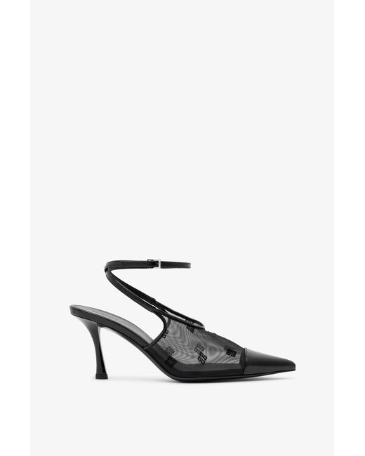 Givenchy White Show 75 Black Mesh Slingbacks