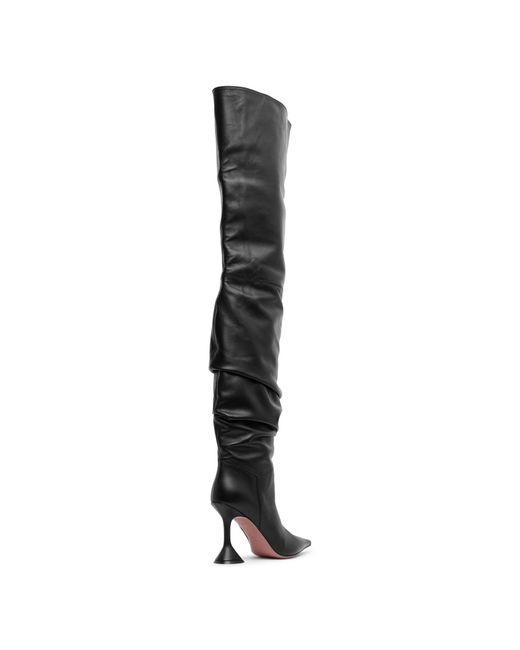 AMINA MUADDI Olivia 95 Black Leather Over Knee Boots