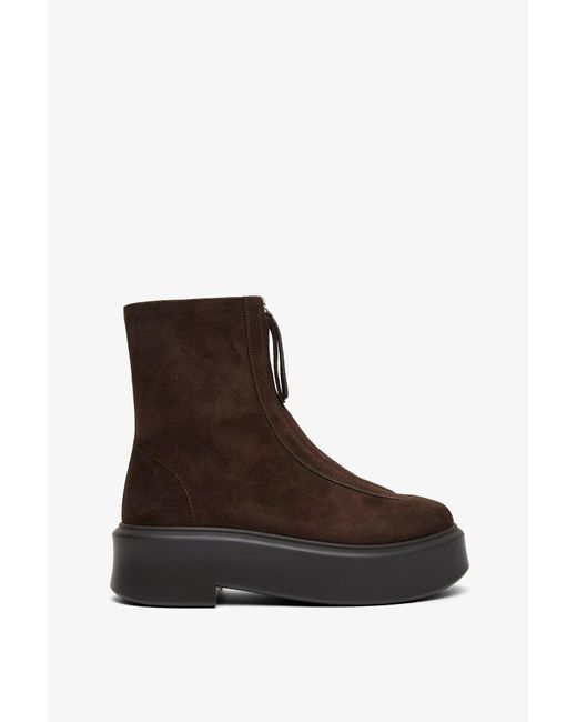The Row Brown Zipped Boot 1 Suede Ankle Boots