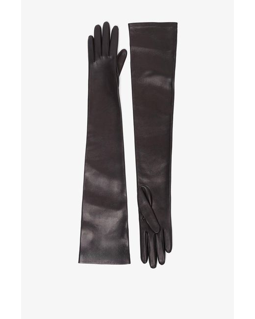 The Row Simon Black Leather Gloves