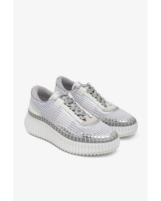 Chloé White Nama Silver Grey Sneakers