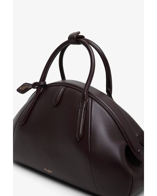 Alaïa Black Top Handle Small Burgundy Bag