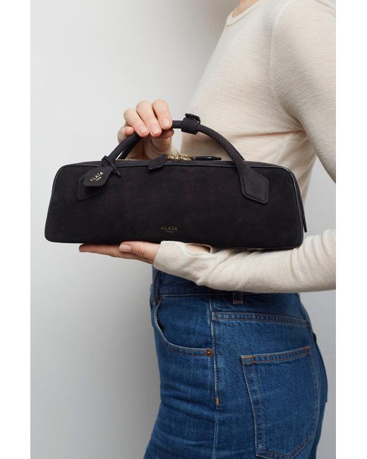 Alaïa Blue Le Teckel Black Suede Clutch
