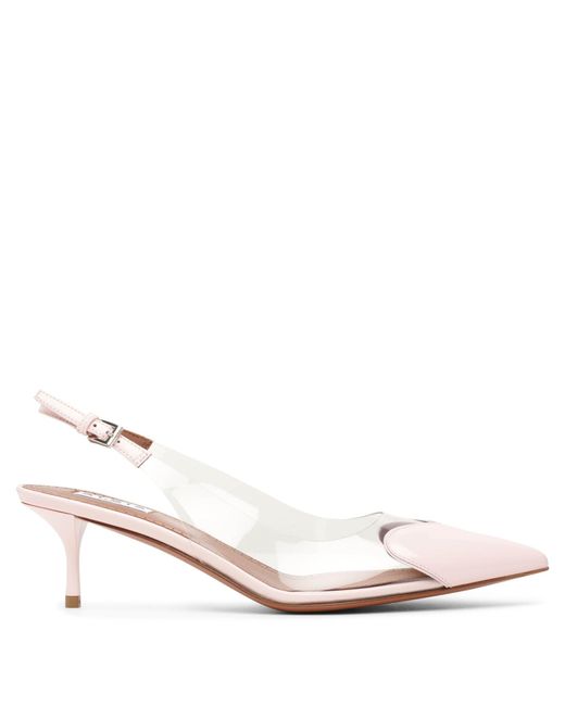 Alaïa Natural Coeur 55 Pink Patent Slingback Pumps