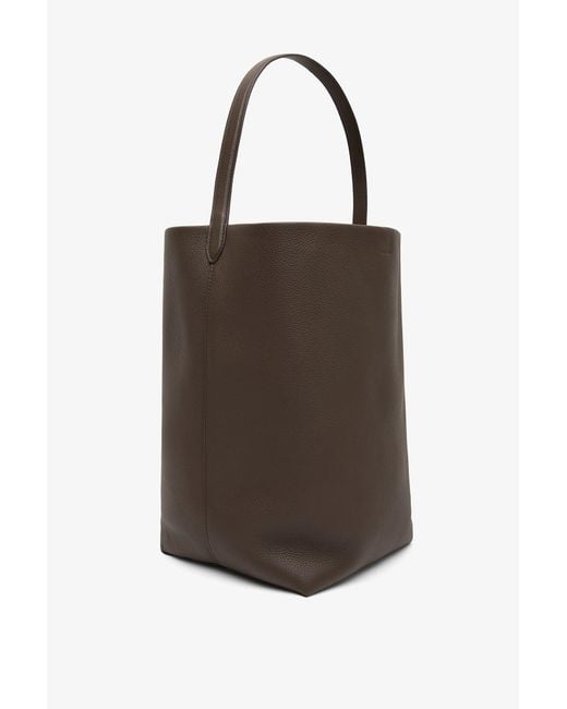The Row Large N/s Deep Brown Leather Tote Bag