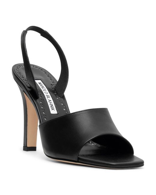 Manolo Blahnik Clotilde 105 Black Leather Sandals
