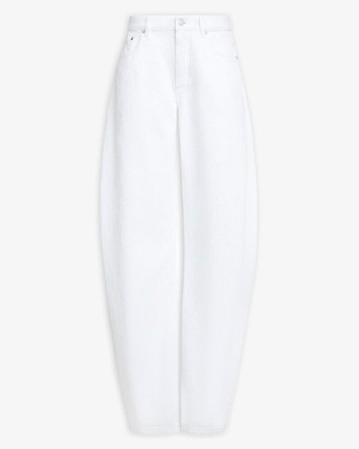Alaïa White Round Leg High-Waist Cotton Denim Jeans With Five-Pocket Button Closure