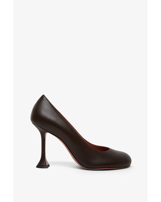Amina Muaddi Brown Calf Leather Bos Taurus Platform Pumps