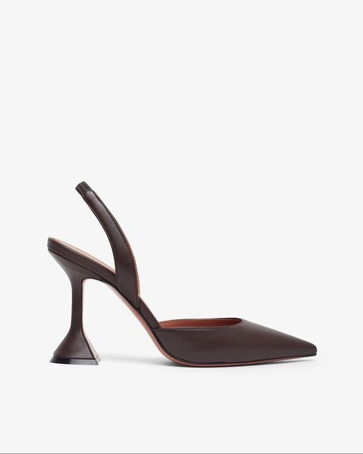 AMINA MUADDI White Holli 95 Brown Leather Slingbacks