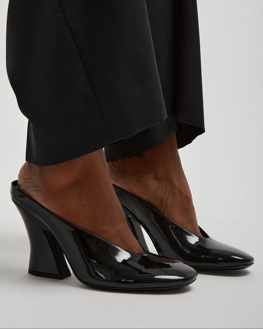 Givenchy Blue Sculpted Heeled 95 Black Patent Mules