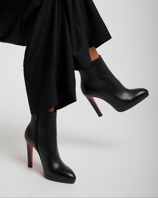 Christian Louboutin Black Fannylove Booty 120 Calf-Leather Heeled Boots