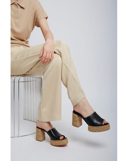 Christian Louboutin Black Calakala 85 Leather Platform Mules
