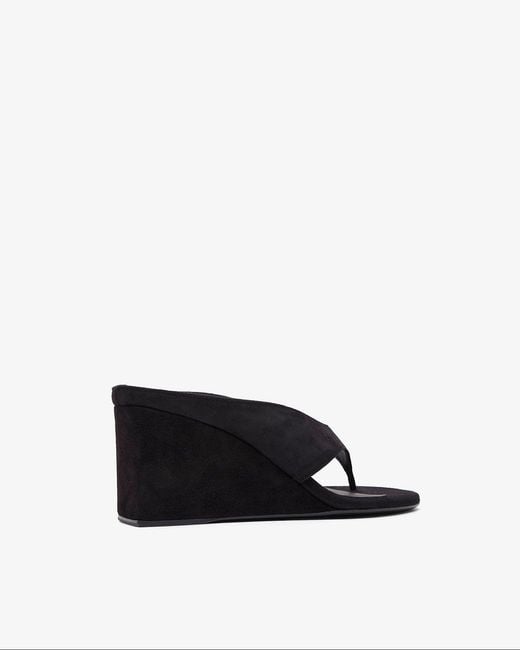 Alaïa White Black 75 Wedge Tong Sandals