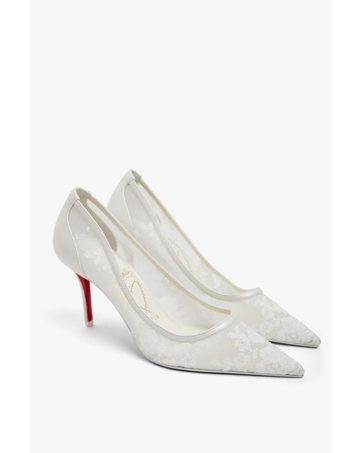 Christian Louboutin White Miss Z 80 Ivory Lace Pumps