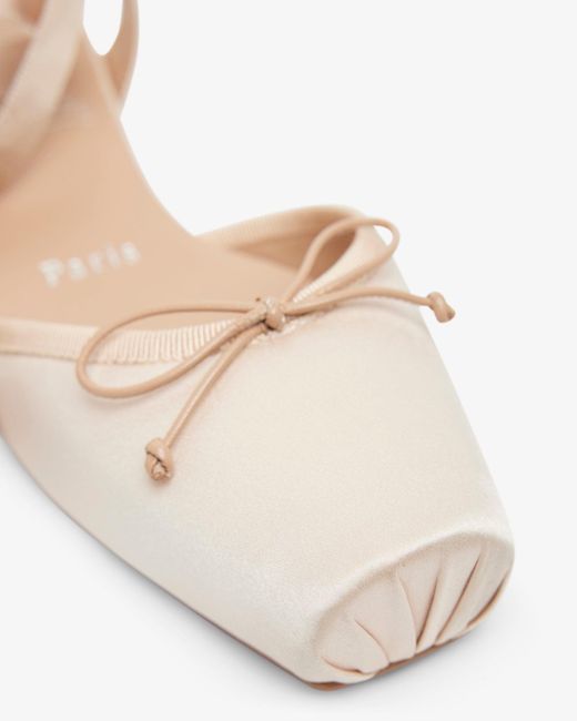 Christian Louboutin Natural Cassia Lace Up Blush Satin Flats