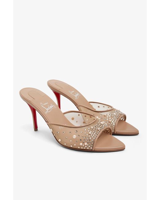 Christian Louboutin Multicolor Miss Z 80 Beige Strass Mules